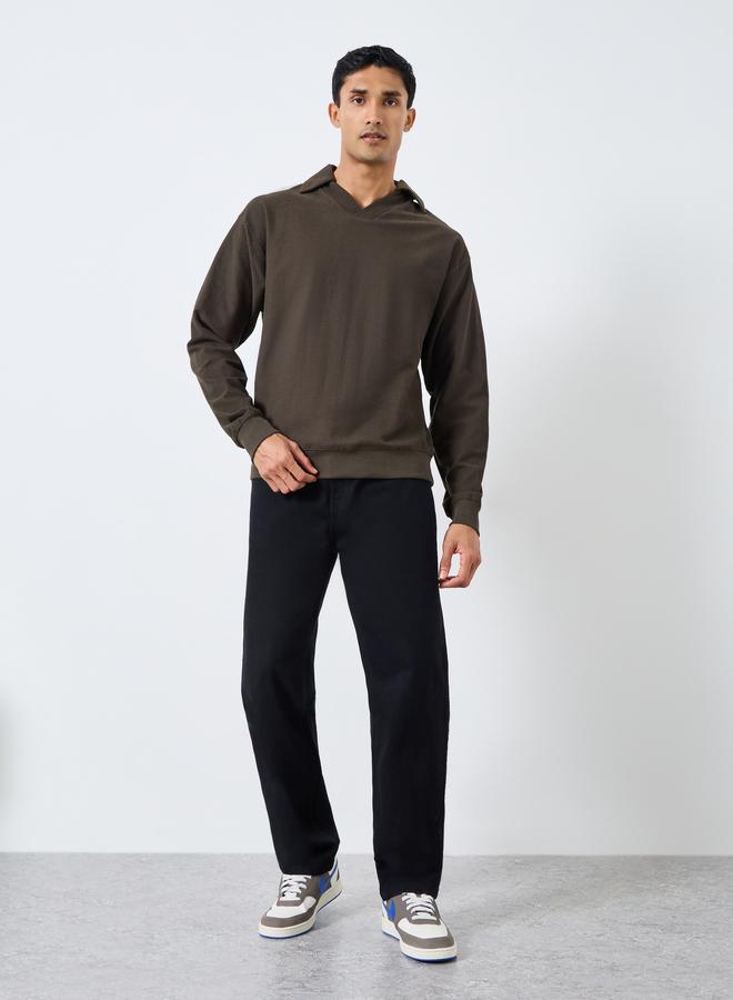 ستايلي بنطال جينز سادة قصة عادية - Image 1